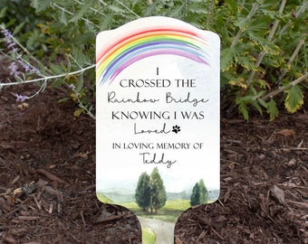 Personalized Rainbow Bridge Pet Memorial Garden Stake | Dog Memorial Garden Stake | Custom Dog Sympathy Gift | Dog Rainbow Remembrance Gifts