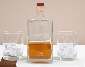 Personalized Stepdad of the Bride Bourbon Decanter | Stepfather of the Bride Whiskey Decanter | Custom Bride's Step Dad Wedding Gift