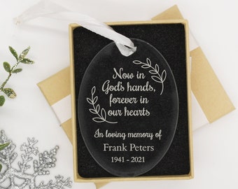 Religious Memorial Ornament | Now in God's Hands Christmas Memorial Gift | Forever in Our Hearts Memorial Gift | Remembrance Gift Christmas