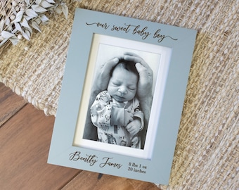 Our Sweet Baby Boy Picture Frame | Boy Nursery Decor | Gifts for Baby | Birth Info Frame | Blue Nursery Frame | Personalized Baby Photo