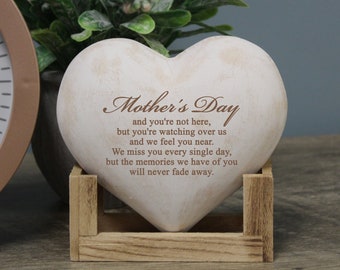 Mother's Day Without You Wood Heart | Mother's Day Memorial | In Memory of Mom Plaque | Mom Memorial Keepsake | Mothers Day Memorial Gift
