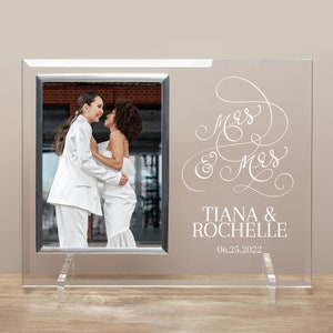 Mrs & Mrs Picture Frame Personalized Lesbian Wedding Picture Frame Gift Custom Gay Wedding Picture Frame LGBTQ Wedding Gifts image 1
