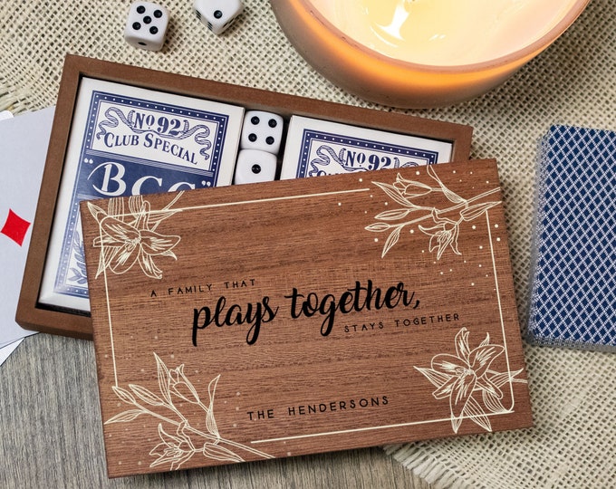 Families that Play Together Card Game Box | Game Night Gift | Game Table Gift with Cards and Dice | Fun Gift for Family Game Night