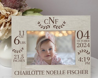 Monogrammed Baby Picture Frame | Baby Birth Stats Picture Frame | Baby Birth Announcement Picture Frame | Personalized Baby Photo Frame