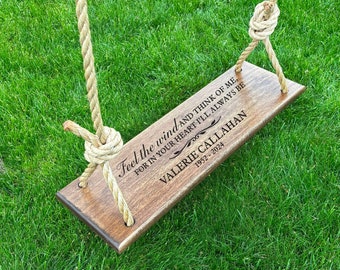 Memorial Tree Swing Personalized | Feel the Wind Sympathy Swing | In Memory of Gift | Personalized Memorial Gifts | Outdoor Memorial Gift