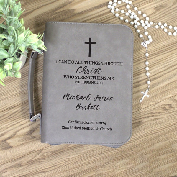 Personalized Confirmation Bible Cover | Catholic Confirmation | Christ Who Strengthens Me Confirmation Gift | Philippians 4:13 Confirmation