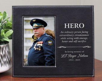 Hero Memorial Picture Frame | Personalized Fallen Hero Picture Frame | Police Memorial Gift | Veteran Memorial Gift | Firefighter Memorial