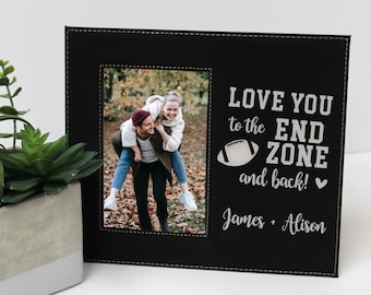 Love You to End Zone And Back Picture Frame | Football Picture Frame | Love Football Picture Frame | Football Fan Boyfriend Christmas Gift