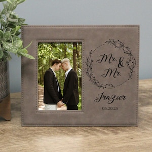 Mr & Mr Picture Frame | Personalized Gay Wedding Picture Frame Gift | Custom Mr and Mr Picture Frame | LGBTQ Gay Wedding Picture Frame Gift