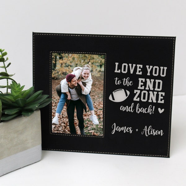 Love You to End Zone And Back Picture Frame | Football Picture Frame | Love Football Picture Frame | Football Fan Boyfriend Christmas Gift