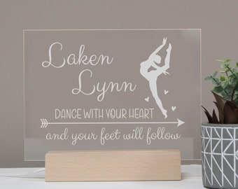 Dance With Your Heart Night Light | Personalized Dancer LED Light | Dance Room Decor | Girl Room Decor | Personalized Dancer Gift for Girls