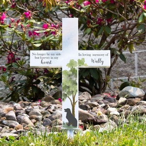Dog Memorial Solar Cross Garden Stake | Personalized Dog Grave Marker | Dog Loss Gifts | Dog Memorial Gift | Dog Garden Memorial | Pet Loss