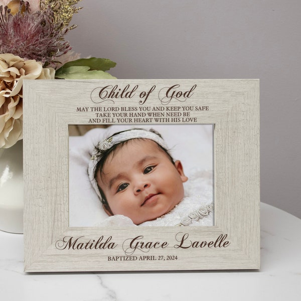 Baby Baptism Picture Frame | Personalized Christening Gift | Baptism Gift Presents from Godparents | Baby Baptism Gift | Baptism Photo Frame