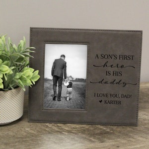 Father Son Picture Frame | Son's First Hero Is Daddy | Daddy Son Picture Frame | Father's Day Gift from Son | Dad Son Her Picture Frame Gift