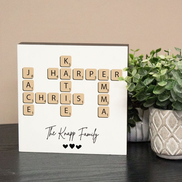 Scrabble Themed Family Decor | Custom Names Gift for Family | Family Game Night Gift | Personalized Names Plaque Home Decor