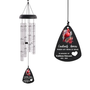 Cardinal Mom Memorial Wind Chime | Mother Memorial Wind Chime | Mom Loss Gifts | Cardinal Memorial Wind Chime | Mother Remembrance Gifts