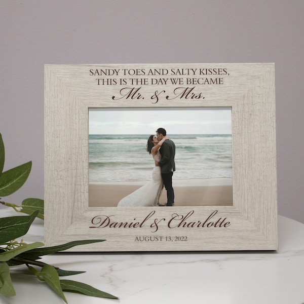 Beach Wedding Picture Frame Personalized with Names and Wedding Date | Beach Wedding Gift | Personalized Destination Wedding Picture Frame