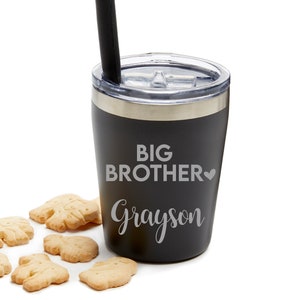 Mini tumbler engraved with big brother and personalized with name