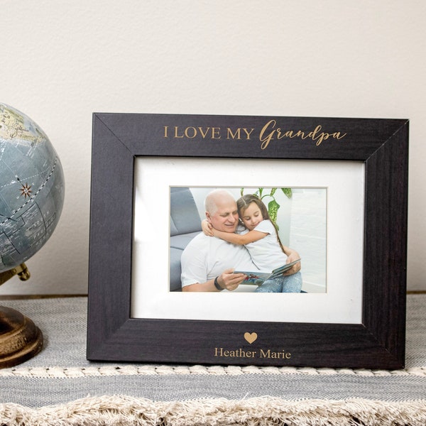 Grandpa Picture Frame Personalized | Custom Grandfather Picture Frame | Picture Frame for Grandpa | Love My Grandpa Gift from Grandchildren