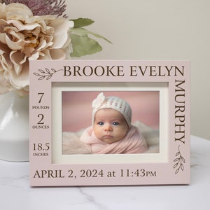 Baby Birth Announcement Frame | Newborn Baby Birth Stats Frame | Custom Baby Girl Picture Frame | Girl Nursery Decor | Gift for Baby Girl
