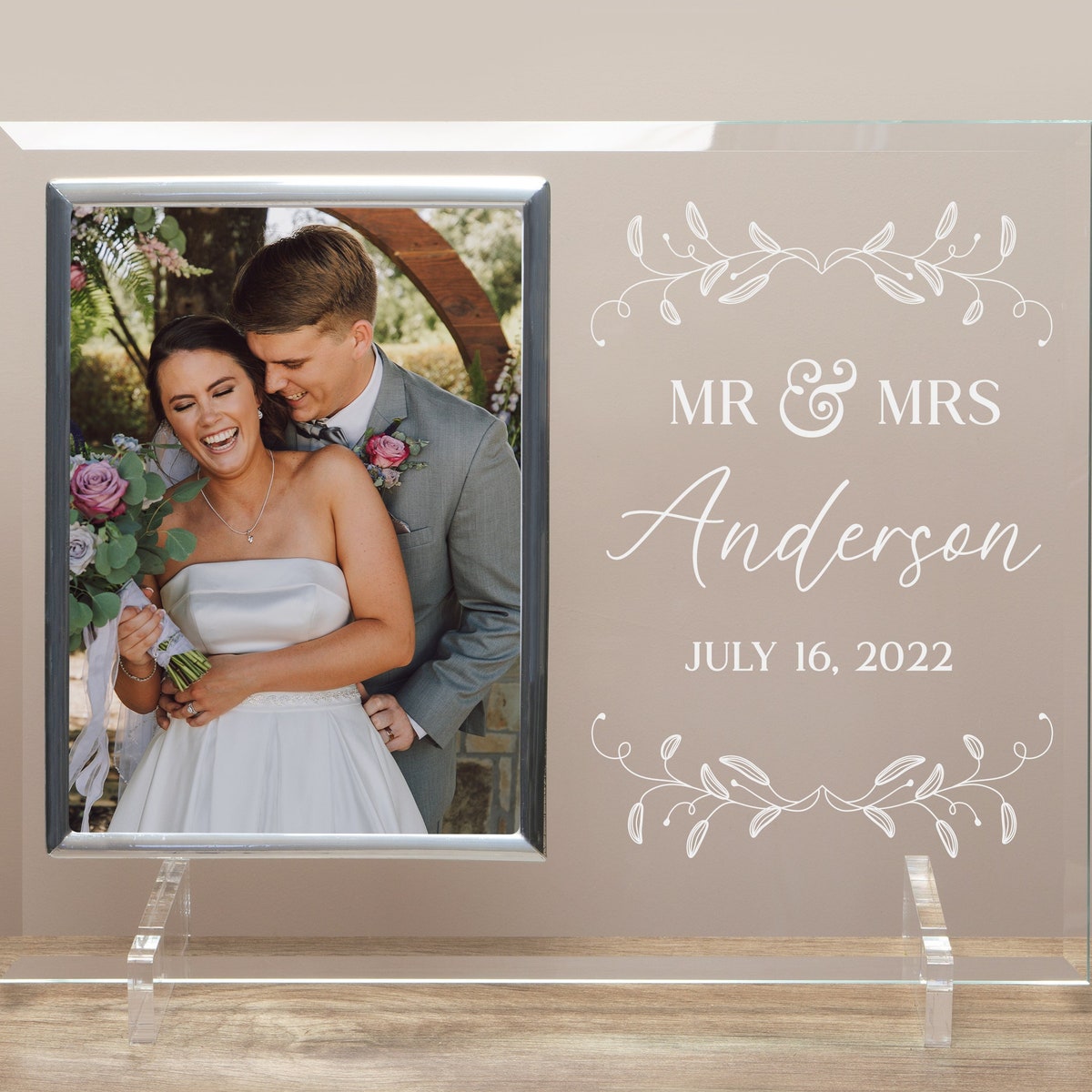 Personalized Glass Wedding 5x7 Picture Frame