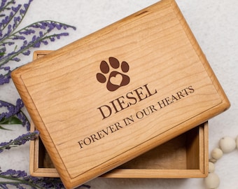 Personalized Pet Urn for Dog or Cat | Wooden Pet Urn | Pet Cremation Urn | Custom Pet Memorial Keepsake Box | Engraved Pet Urn for Ashes