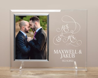 Mr & Mr Picture Frame | Personalized Gay Wedding Picture Frame Gift | Gay Wedding Picture Frame | LGBTQ Wedding Gift for Gay Couple