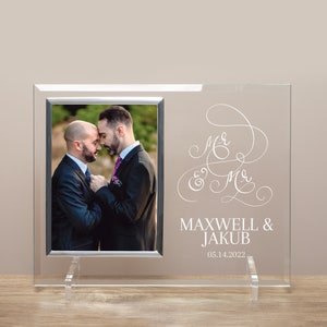 Mr & Mr Picture Frame Personalized Gay Wedding Picture Frame Gift Gay Wedding Picture Frame LGBTQ Wedding Gift for Gay Couple image 1