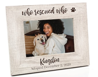 J Devlin Pic 319-46V EP595 Personalized Rescue Dog Picture Frame Engraved 4x6 