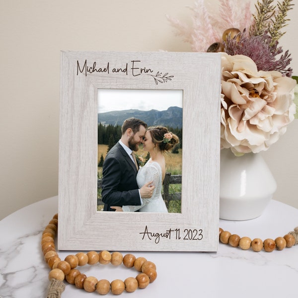 Personalized Wedding Gift for Couples | Wedding Picture Frame | Engraved Anniversary Picture Frame | Custom Engraved Wedding Photo Frame
