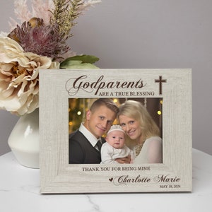 Godparents Picture Frame Personalized | Engraved Godmother Picture Frame | Custom Godfather Picture Frame | Baptism God Parents Frame Gift