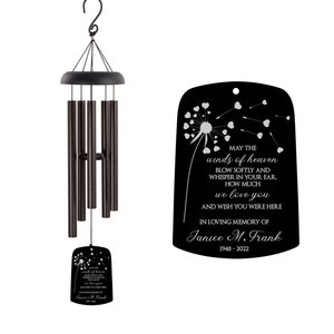 Listen to the Wind, Personalized Chimes, Custom Engraved, Bereavement Gift,  Grief, Mourning, Large Wind Chimes, Big Chimes, Sympathy, Loss 