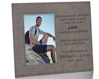 Son Memorial Picture Frame | Personalized Son Sympathy Gift | Son Rememberance Picture Frame | Gift for Loss of Son | Son Passed Away Gift