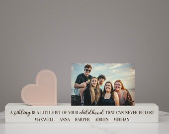 Siblings Photo Bar | Brother & Sister Picture Frame Display | Christmas Gift for Siblings | Sibling Birthday Gift | Sibling Photo Block Gift