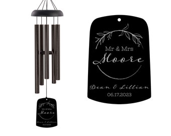 Mr & Mrs Wind Chime | Personalized Wedding Wind Chime | Mr and Mrs Wedding Wind Chime | Unique Wedding Gifts | Engraved Wedding Wind Chime