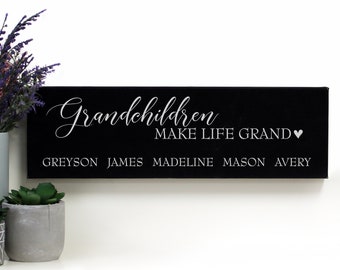 Grandchildren Wall Sign Personalized | Christmas Gift for Grandma | Grandchildren Make Life Grand Sign | Gift for Grandparents with Names