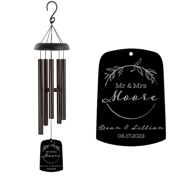 Mr & Mrs Wind Chime | Personalized Wedding Wind Chime | Mr and Mrs Wedding Wind Chime | Unique Wedding Gifts | Engraved Wedding Wind Chime