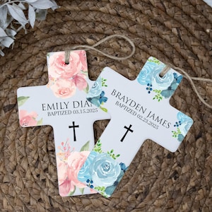 Baptism Ornament | Personalized Cross Ornament | Baptism Gift for Girls | Baptism Gift for Boys | Religious Dedication Gifts | Godchild Gift