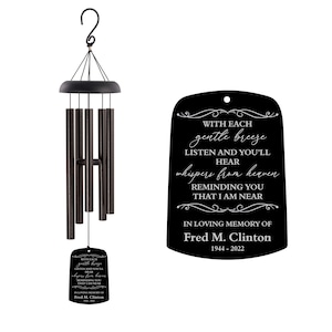 Whispers from Heaven Wind Chime Memorial Wind Chime Personalized Sympathy Wind Chime Bereavement Gift In Memory Of Wind Chime Gift Schwarz