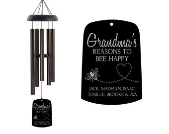 Grandma Wind Chime | Perosnalized Gift for Grandma | Granda's Reasons to Bee Happy | Mothers Day Gift for Grandma | Grandma Garden Gift