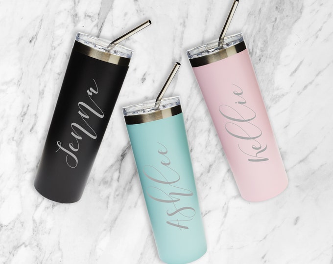 Personalized Bridesmaid Tumblers | Bridesmaid Stainless Tumbler with Straw | Bridesmaid Proposal Gift | Personalized Bridesmaid Gift Idea