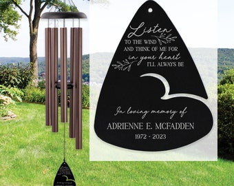 Memorial Wind Chimes | Personalized Listen to the Wind Sympathy Wind Chime | In Memory of Wind Chime | Remembrance Gift | Bereavement Gifts