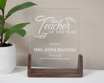 Teacher of the Year Award Plaque | Personalized Teacher Appreciation Plaque | Teacher Recognition Award | Custom Teacher Achievement Award