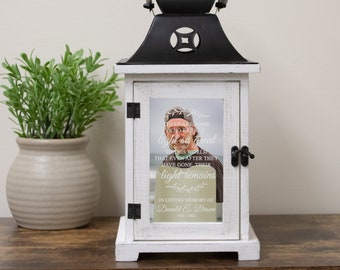 Memorial Lantern with Picture Frame | Personalized Memorial Candle Lantern | Grief Gift | In Memory Of Gift | Custom Sympathy Lantern Gift