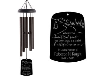 Sympathy Wind Chime Personalized | Trail of Beautiful Memories Wind Chime | Outdoor Memorial Wind Chime | In Memory of Wind Chimes