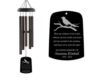 Bird Memorial Wind Chime | Hear My Whispers Wind Chime | Personalized Bird Sympathy Gift | Remembrance Wind Chime | Custom Memorial Gifts