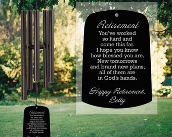 Retirement Wind Chime Gift for Women | Personalized Retirement Wind Chime | Coworker Retirement Gift for Her | Teacher Retirement Gift