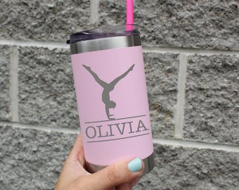 Gymnastics Tumbler for Girls | Gifts for Gymnasts | Personalized Gymnast Stainless Tumbler | Gymnastics Gift for Girls | Gymnastics Cup Name