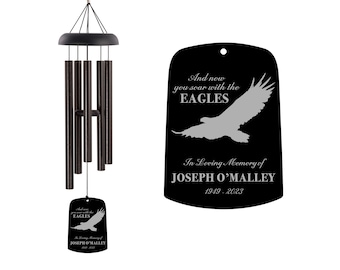 Eagle Memorial Wind Chime | Soar with the Eagles Memorial Gift | Personalized Sympathy Wind Chime | Eagle Remembrance Wind Chime