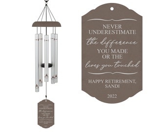 Retirement Wind Chime | Personalized Retirement Wind Chime | Retired Difference You Made | Retirement Gift Women | Teacher Retirement Gift